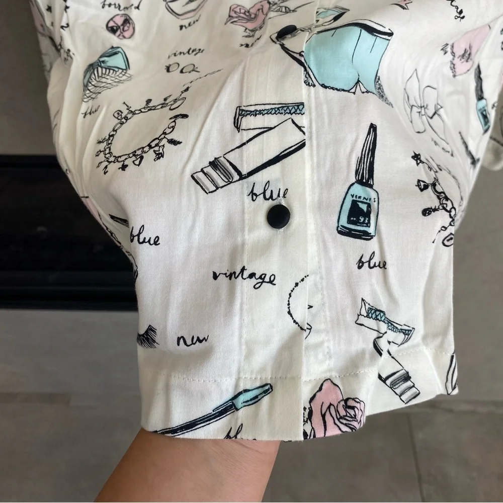 NWOT Kate Spade New York Bridal Printed Pajama Top, Size 1